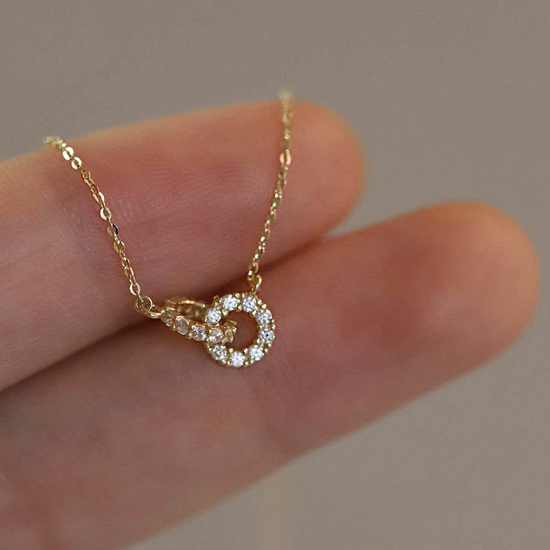 Shiny Double Cross Circle Necklace