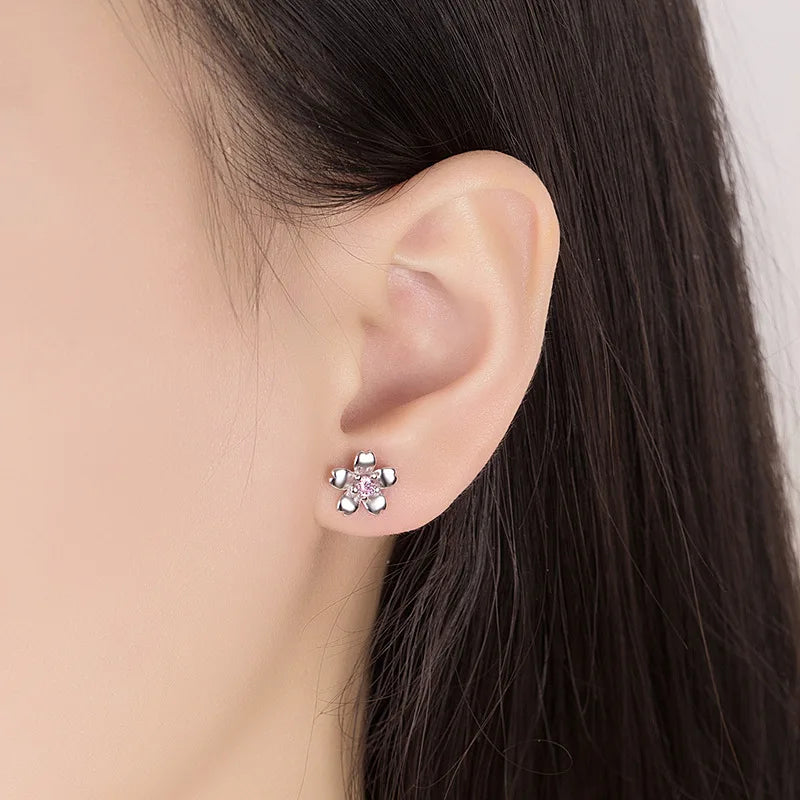 Sakura Zircon Stud Earrings