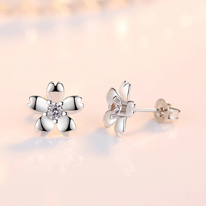 Sakura Zircon Stud Earrings