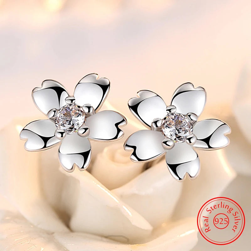 Sakura Zircon Stud Earrings