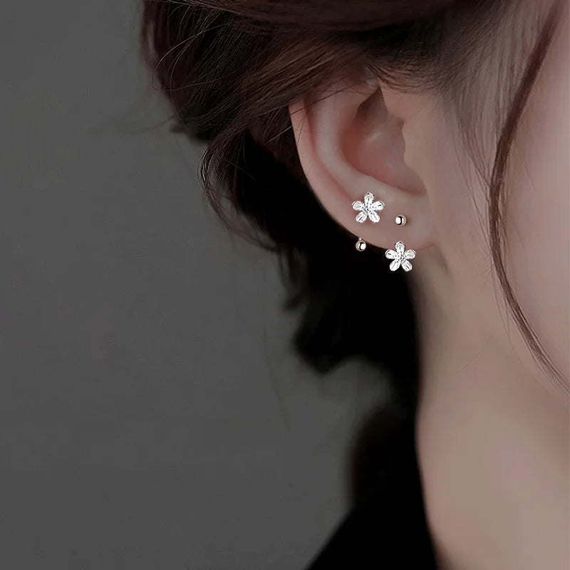 Flower Screw Puncture Stud Earrings