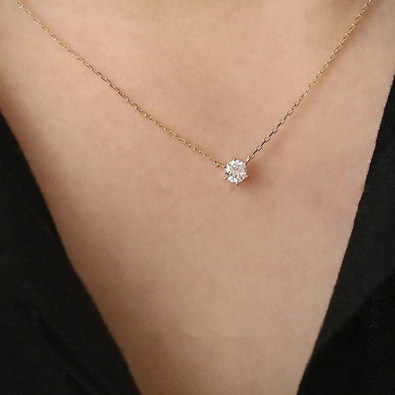 Simple Sparkling Zircon Clavicle Chain