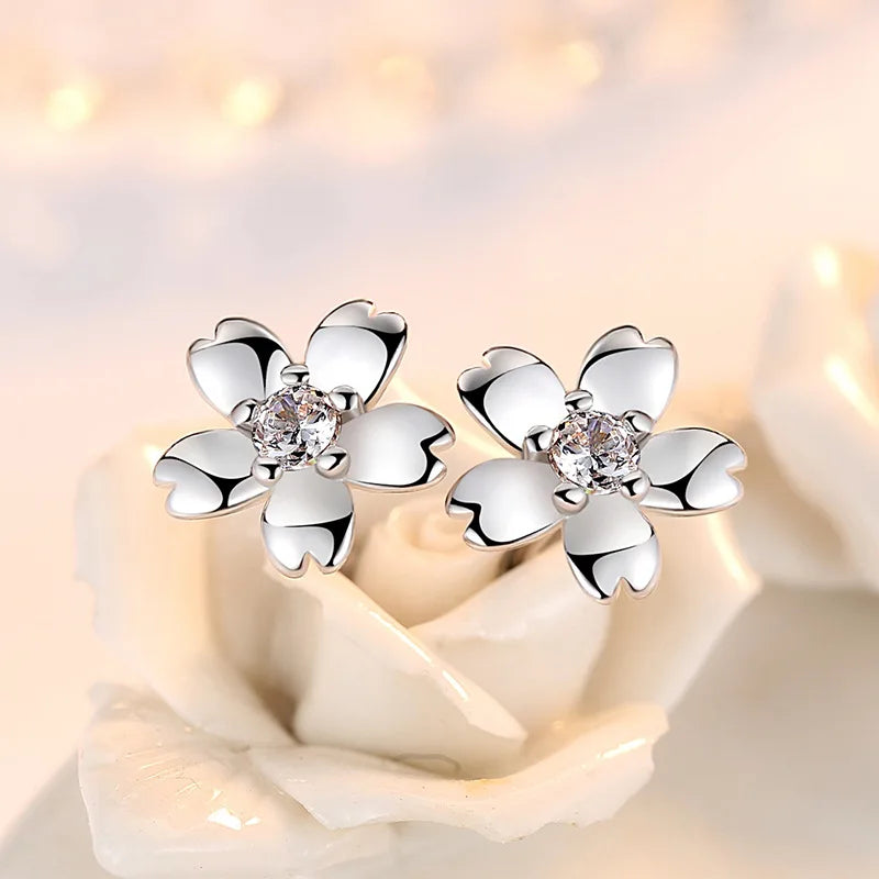 Sakura Zircon Stud Earrings