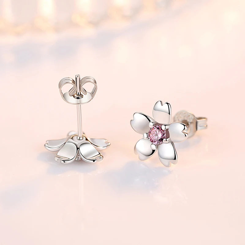 Sakura Zircon Stud Earrings