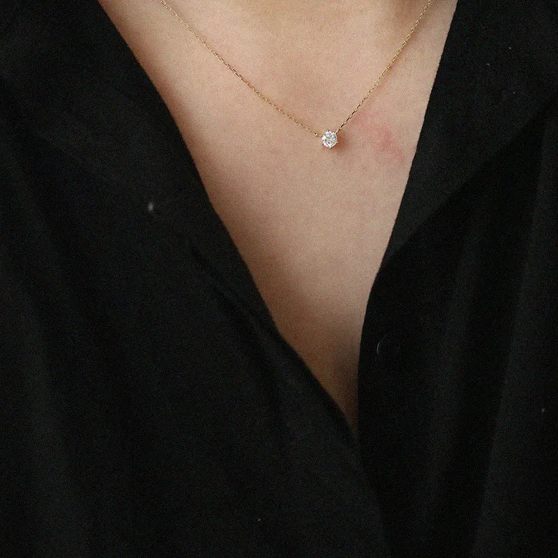 Simple Sparkling Zircon Clavicle Chain