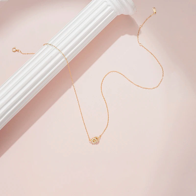 Shiny Double Cross Circle Necklace
