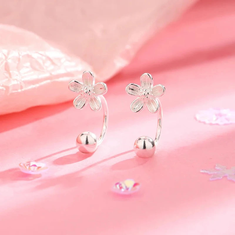 Flower Screw Puncture Stud Earrings