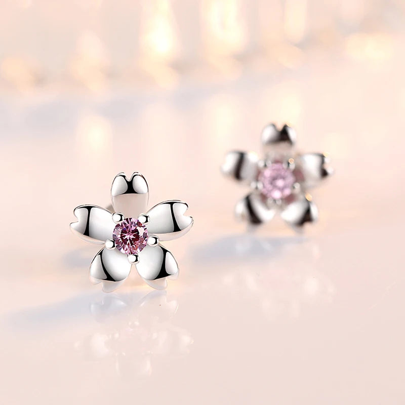 Sakura Zircon Stud Earrings