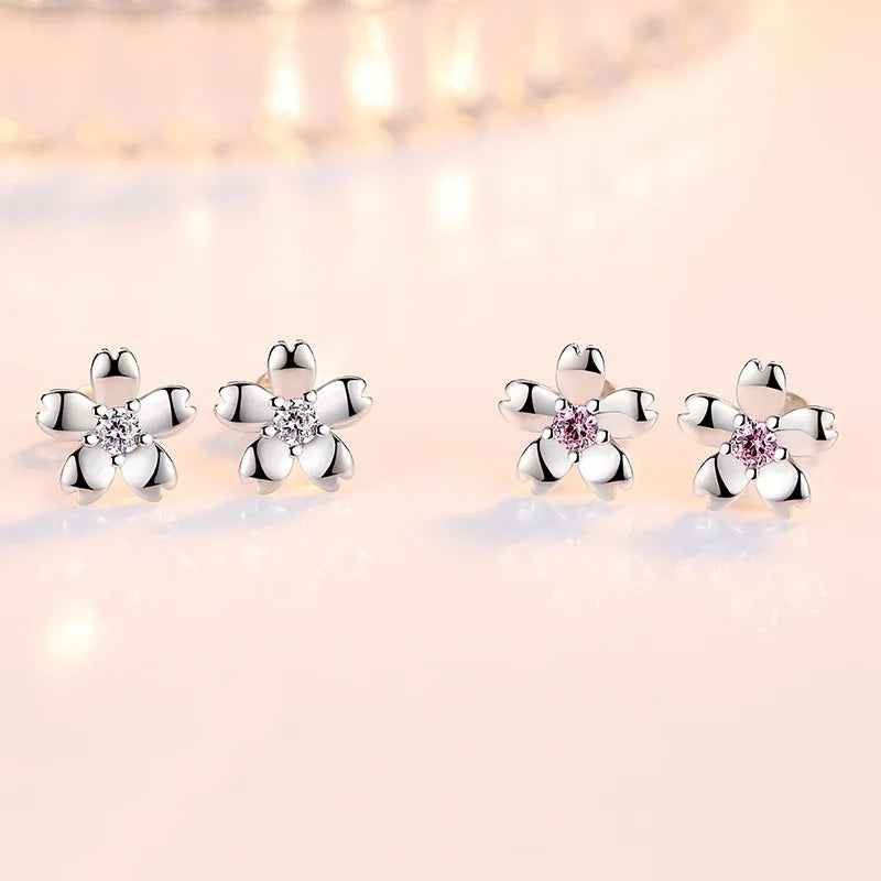 Sakura Zircon Stud Earrings