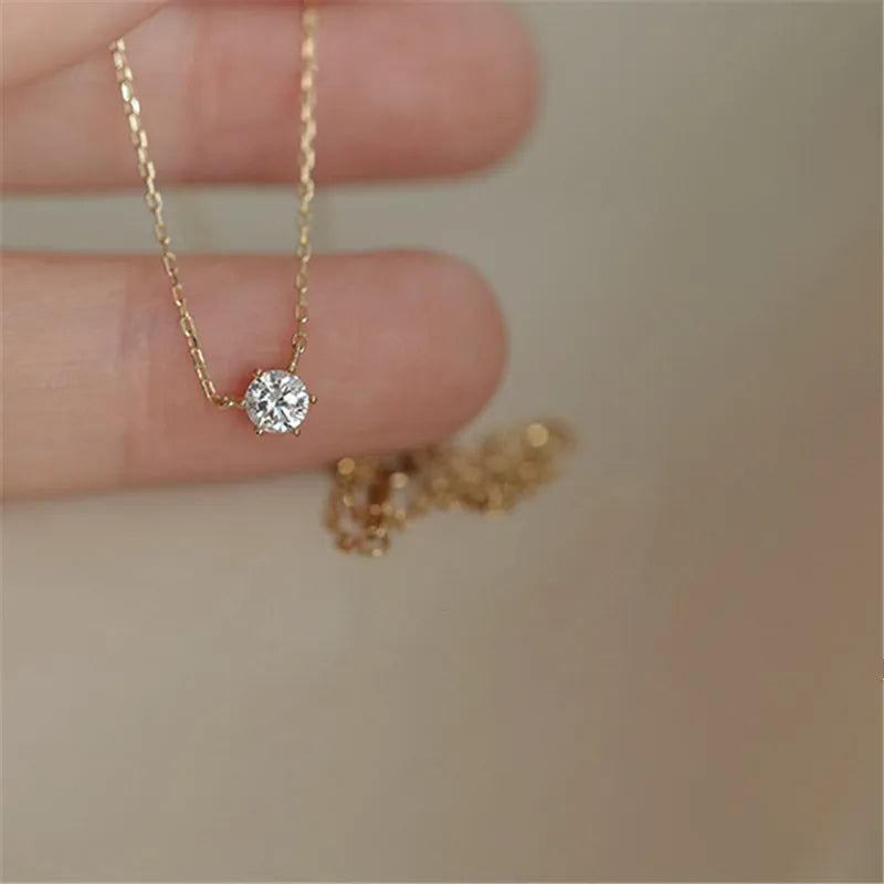 Simple Sparkling Zircon Clavicle Chain