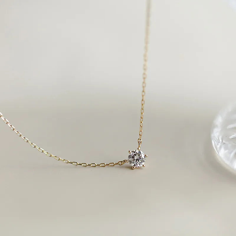 Simple Sparkling Zircon Clavicle Chain